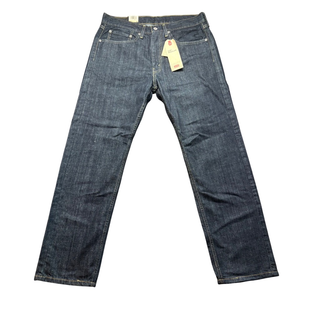 Levis 505 Regular Jeans Mens 34x30 Dark Indigo Blue Denim Straight Leg 005050059